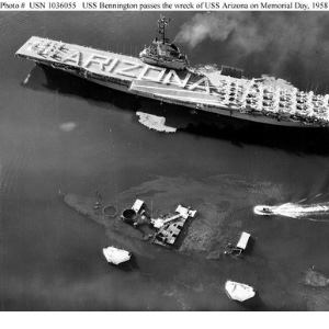 Photo of the aircraft carrier USS Bennington VCA-20 Brandli was a crew member on