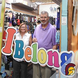 Brad Eaton and his wife Christina in their sock store