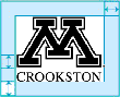Block M Crookston logo showing the M serif buffer space around it
