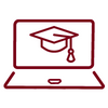 Laptop icon with graduate hat