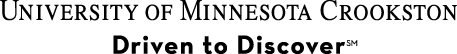 University of Minnesota Crookston horizontal logo with Driven to Discover tagline