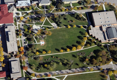 Aerial view of the Crookston Campus Mall