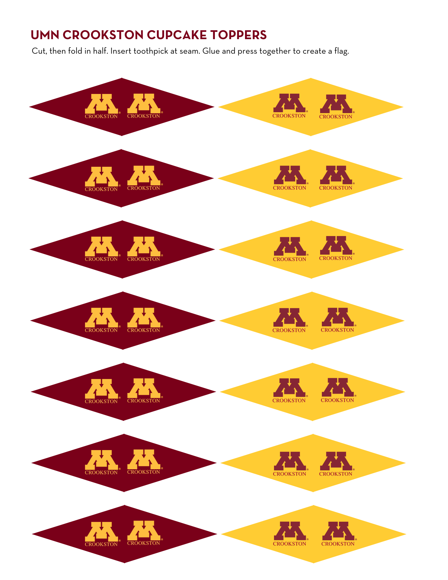 Maroon and Gold Cupcake toppers with UMN Block M