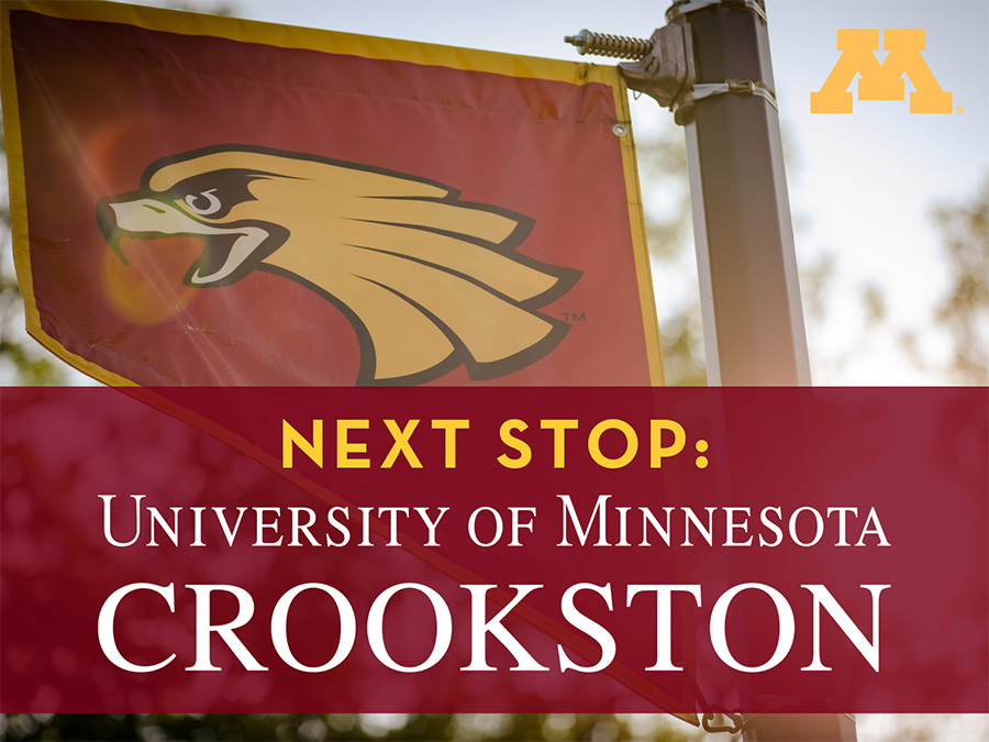 Next Stop: University of Minnesota Crookston Golden Eagle flag