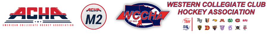 American Collegiate Hockey Association (ACHA) - M2 - Western Collegiate Club Hockey Association (WCCHA) logos
