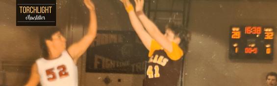 Sherry Staff Nelson playing basketball for the Trojans