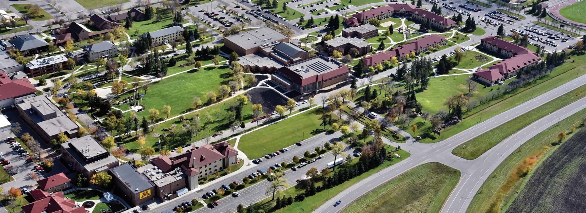 Aerial view of campus from the northwest view