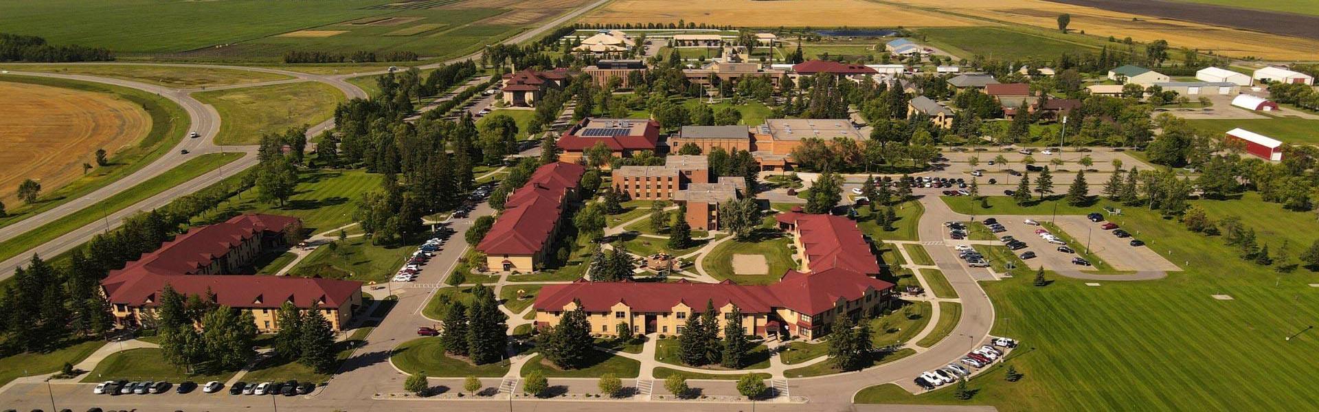 Aerial photo of the University of Minnesota Crookston from the south looking north