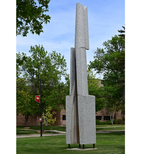 Achievement and Aspiration Sculpture on the Campus Mall across of Kiehle Building