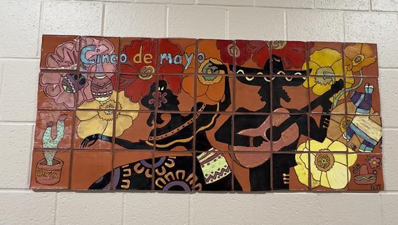 Cinco De Mayo tile art on the Sahlstrom Conference Center wall