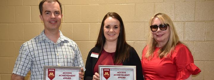 Matt Simmons and Kelsey Torgerson received the Access Achievement Award in 2018 (pictured with Gayle Myers) 