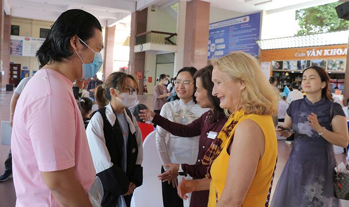 Chancellor Mary Holz-Clause in Vietnam during Admissions Day