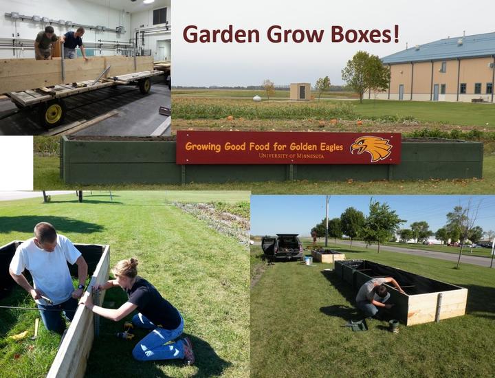 Building of garden grow boxes at the Pedersen Garden