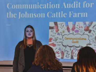 Student giving a ag related presentation in class