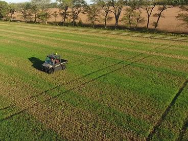 Precision Agriculture Students driving a UTV in a field