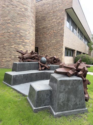 Eagle's nest sculpture outside Dowell Hall