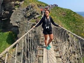 Student on bridge on a study abroad trip